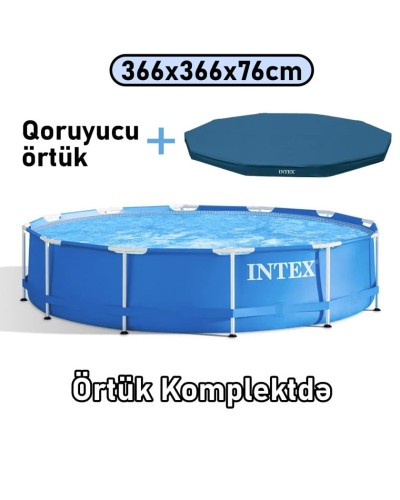 Hovuz Intex 6503TX28210C, karkas, həcm 6503 l, mavi, dairə, 366x366x76 sm - 6503TX28210C