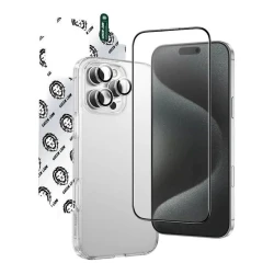 Набор Green Lion 4 In 1 Defender Pack iPhone 16 Pro Max, чехол, защитное стекло, защитная пленка для камеры и телефона