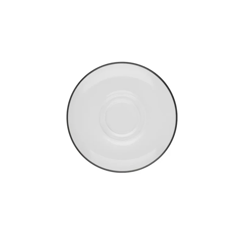 Блюдце ID-Fine Modest Black Lona, 16 см, фарфор, белое/черное Блюдце ID-Fine Modest Black Lona, 16 см, фарфор, белое/черное