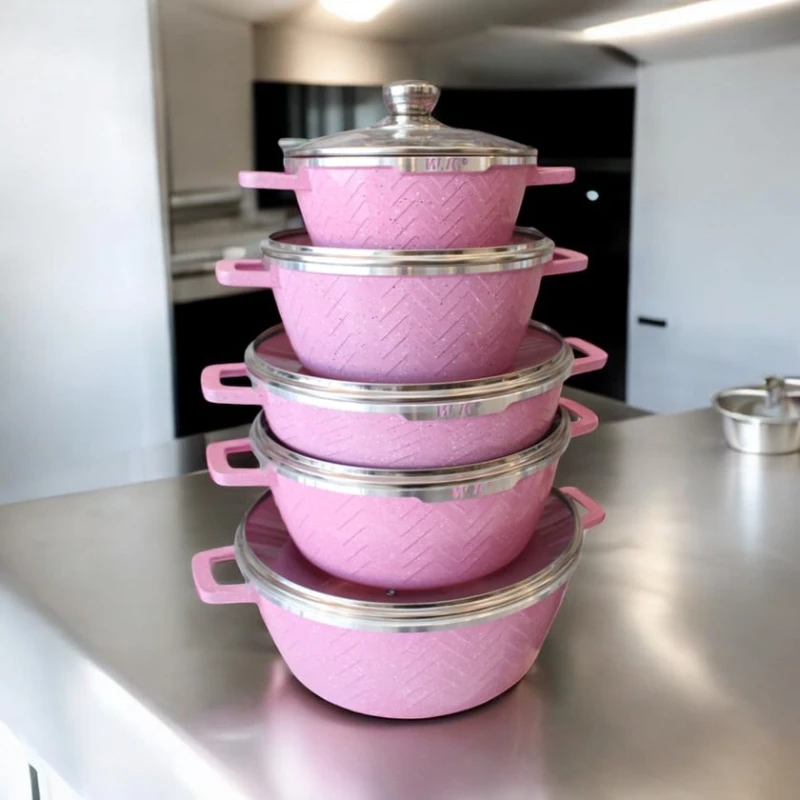 Набор кастрюль Gallery Home GH-000127, 20/24/28/28/32 см, розовый, 5 шт