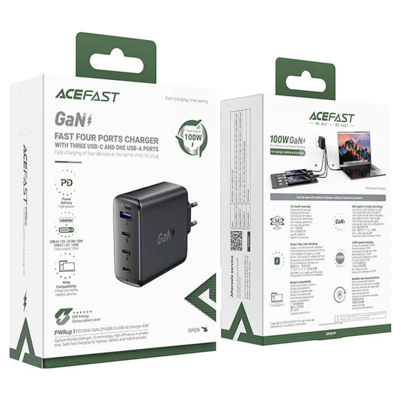 Сетевое зарядное устройство Acefast A94 PD100W GaN Black Black