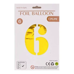 Folqa balon qızılı, 6 rəqəmi, 1 ədəd