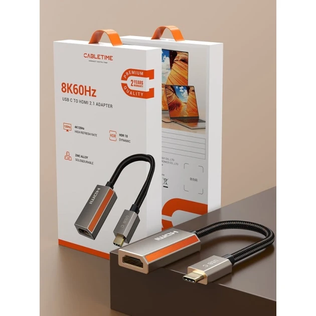Адаптер Cabeltime 8K60HZ Type-C to HDMI (CT-CMHF8K-ZG) Адаптер Cabeltime 8K60HZ Type-C to HDMI (CT-CMHF8K-ZG)