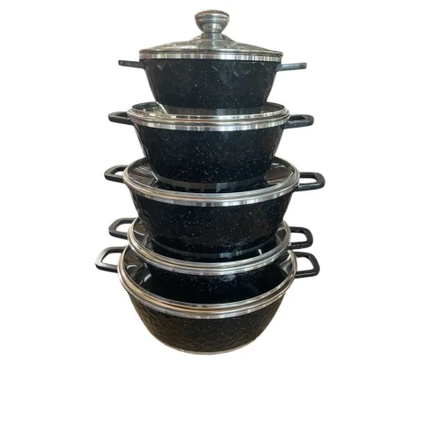 Набор кастрюль, гранит, черный, 10 предметов, 24/20/28/32 см
