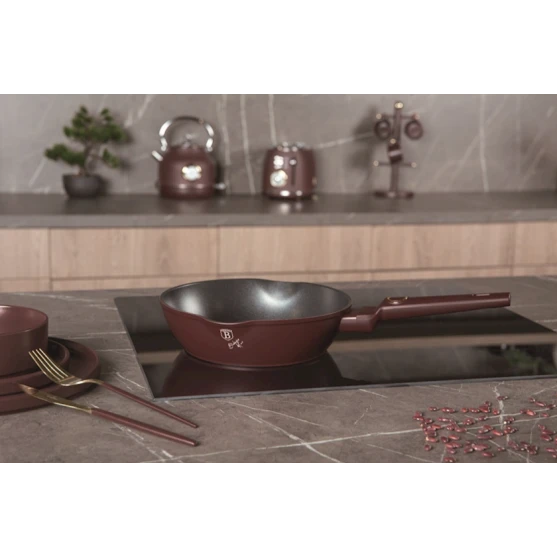 Сковорода глубокая Berlinger Haus Leonardo Collection BH-8030, 24x6.5 см, алюминий, трехслойное антипригарное титановое покрытие, бордовая