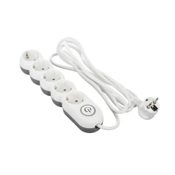 Сетевой фильтр 2E 2E-U05VESM3W 3 м, 5-розеточный, White