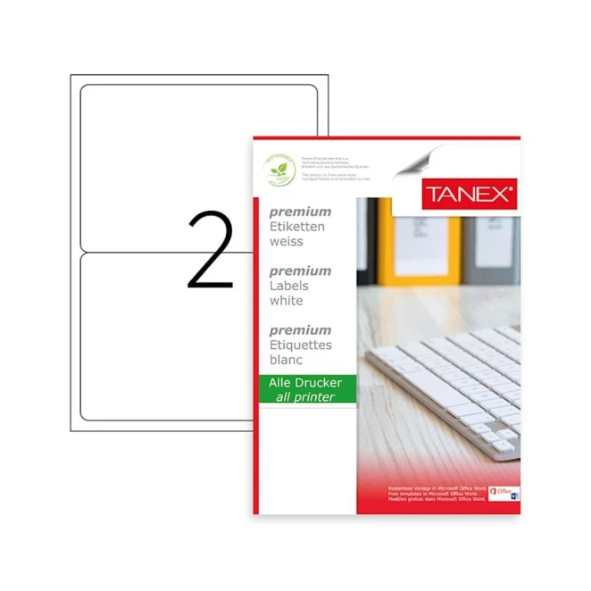 Özüyapışdırılan etiketlər Tanex TW-2002 199.6x143.5 mm Özüyapışdırılan etiketlər Tanex TW-2002 199.6x143.5 mm