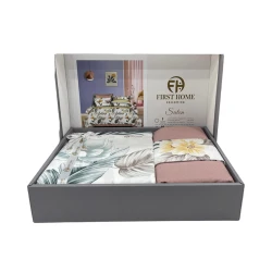 Yataq dəsti First Home SHA-00002710, yorğan üzü 160x220 sm, mələfə 170х240 sm, yastıq üzü 50х70 sm, birnəfərlik, pambıq, rəngbərəng