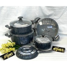 Qab-qacaq dəsti PMT PP-EE-014, qranit, tünd göy, 5 parça