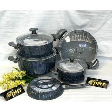 Qab-qacaq dəsti PMT PP-EE-014, qranit, tünd göy, 5 parça