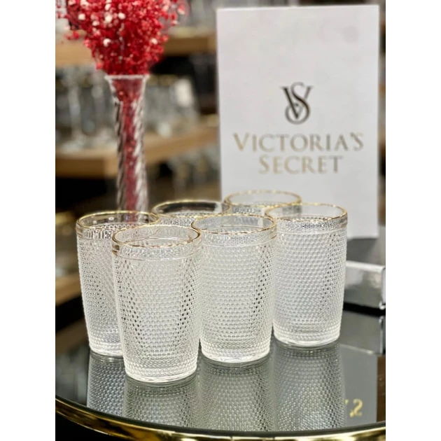 Stəkan dəsti su üçün, 6 əd, şəffaf/qızılı, 270 ml