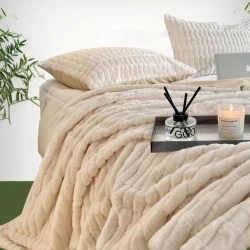 Örtük və yastıq üzü dəsti Narlı 000737, örtük 160x230 sm, yastıq üzü 1 əd x 50x70 sm, birnəfərlik, bej