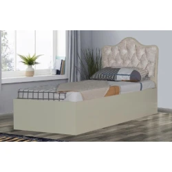 Односпальная кровать Çarpayılar Gold, ламинат, кремовый, 200x90x104 см