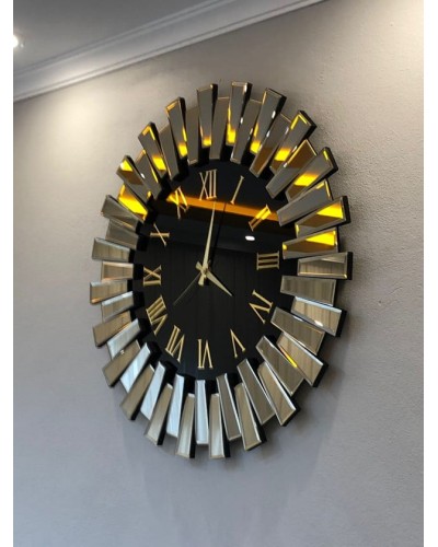 Divar saatı Piyano Saat PS-80B, gümüşü/qara, 80x80 sm