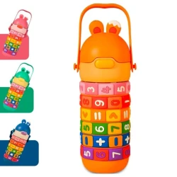 Детский термос Shengya MK004, силиконовая крышка, нержавеющая сталь, оранжевый, 430 мл