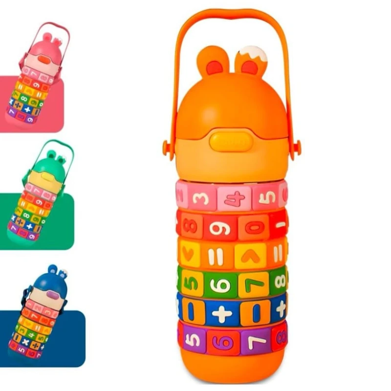 Детский термос Shengya MK004, силиконовая крышка, нержавеющая сталь, оранжевый, 430 мл