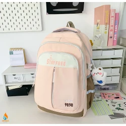 Məktəbli bel çantası HVA408, parça, çəhrayı