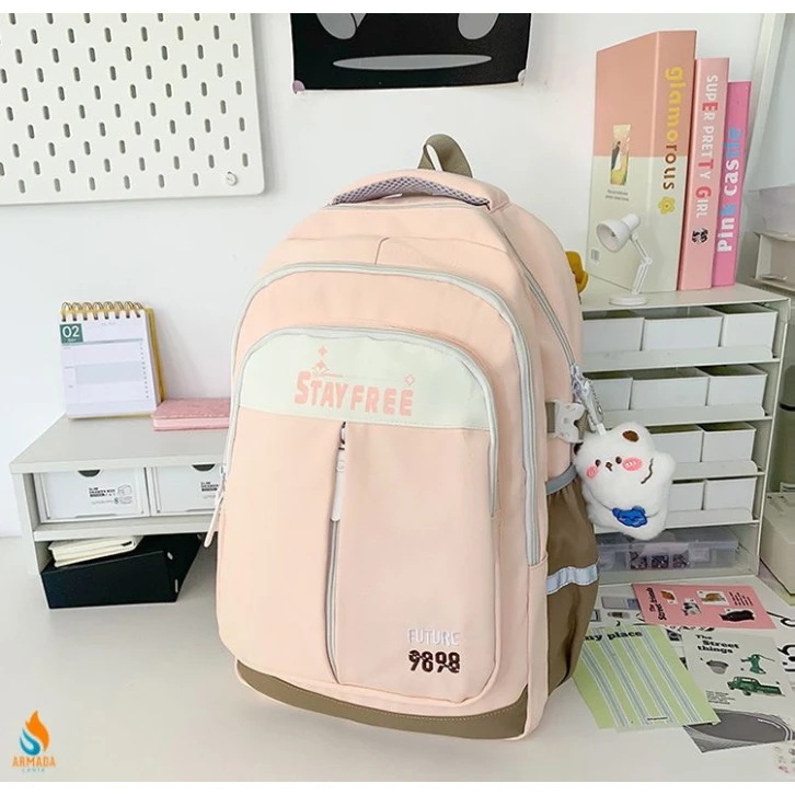 Məktəbli bel çantası HVA408, parça, çəhrayı