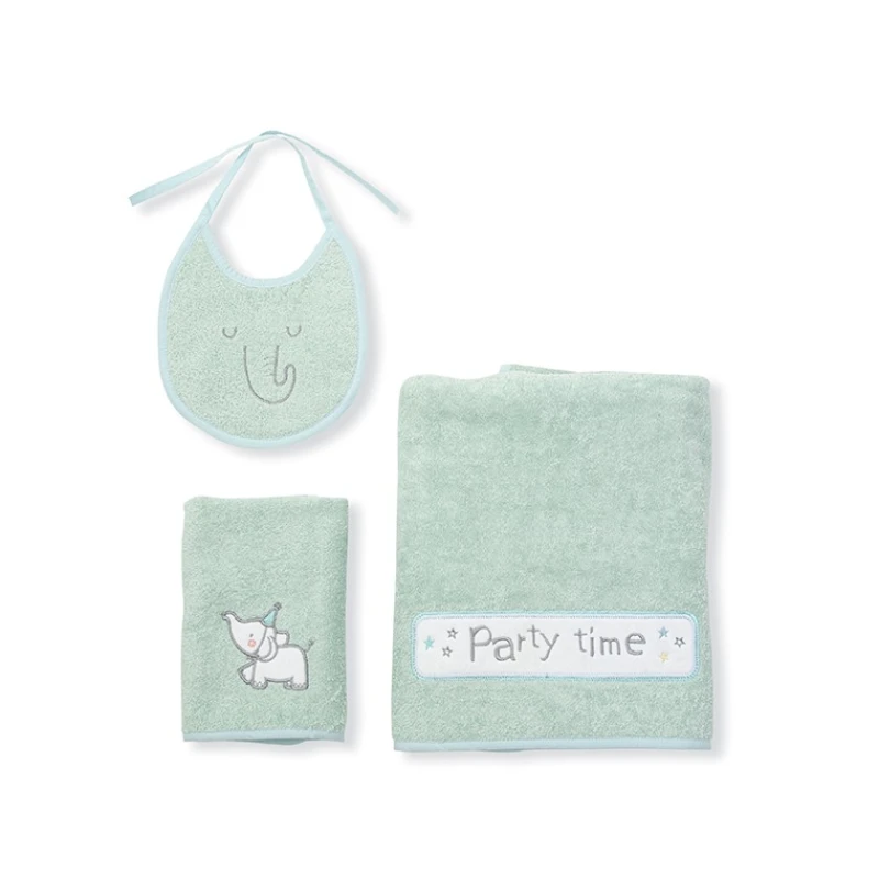 Набор банных полотенец Funnababy Party, хлопок, зеленый, 70x140/40x60 см Набор банных полотенец Funnababy Party, хлопок, зеленый, 70x140/40x60 см
