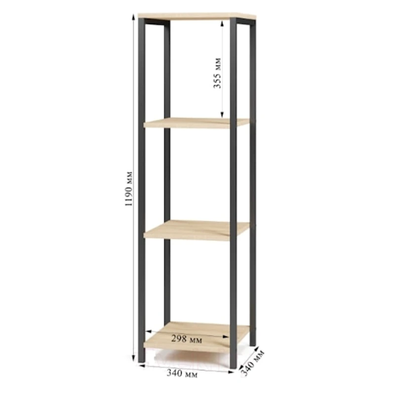 Стеллаж Mio Tesoro Mini Joy Loft, ЛДСП/металл, черный/бежевый, 34x34x119 см Стеллаж Mio Tesoro Mini Joy Loft, ЛДСП/металл, черный/бежевый, 34x34x119 см