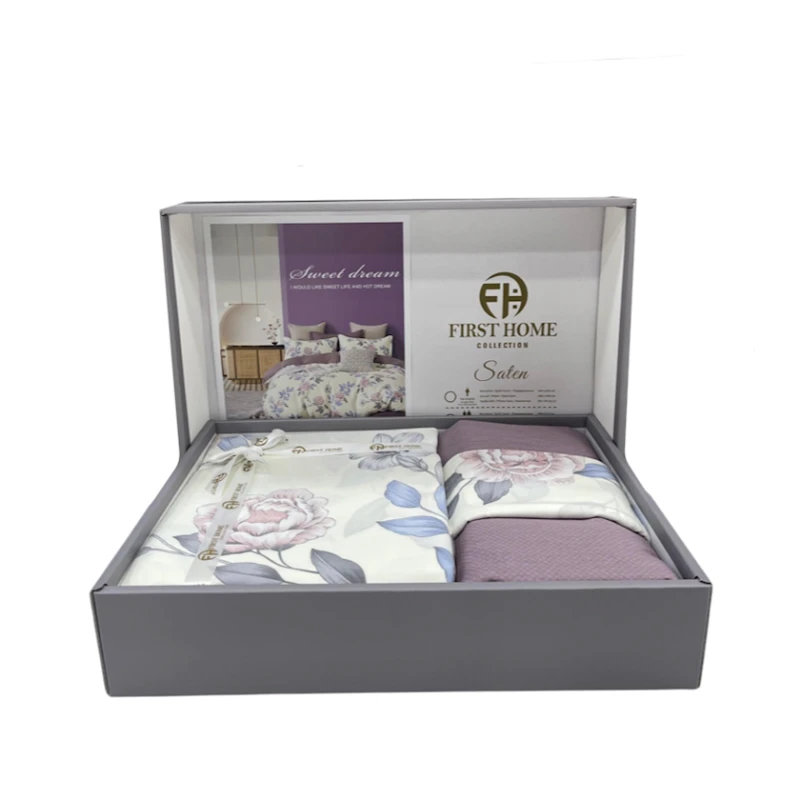 Комплект постельного белья First Home SHA-00002728, пододеяльник 200x220 см, простыня 250x250 см, 2 шт наволочки 50х70 см, евро, хлопок, разноцветный