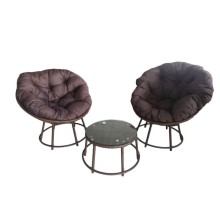 Bağ üçün mebel dəsti Zili Rattan Romaşka, 2 nəfərlik, masa ölçüsü 65x45 sm, qəhvəyi