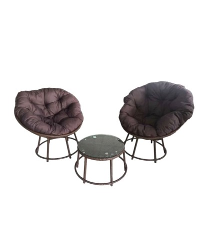 Bağ üçün mebel dəsti Zili Rattan Romaşka, 2 nəfərlik, masa ölçüsü 65x45 sm, qəhvəyi