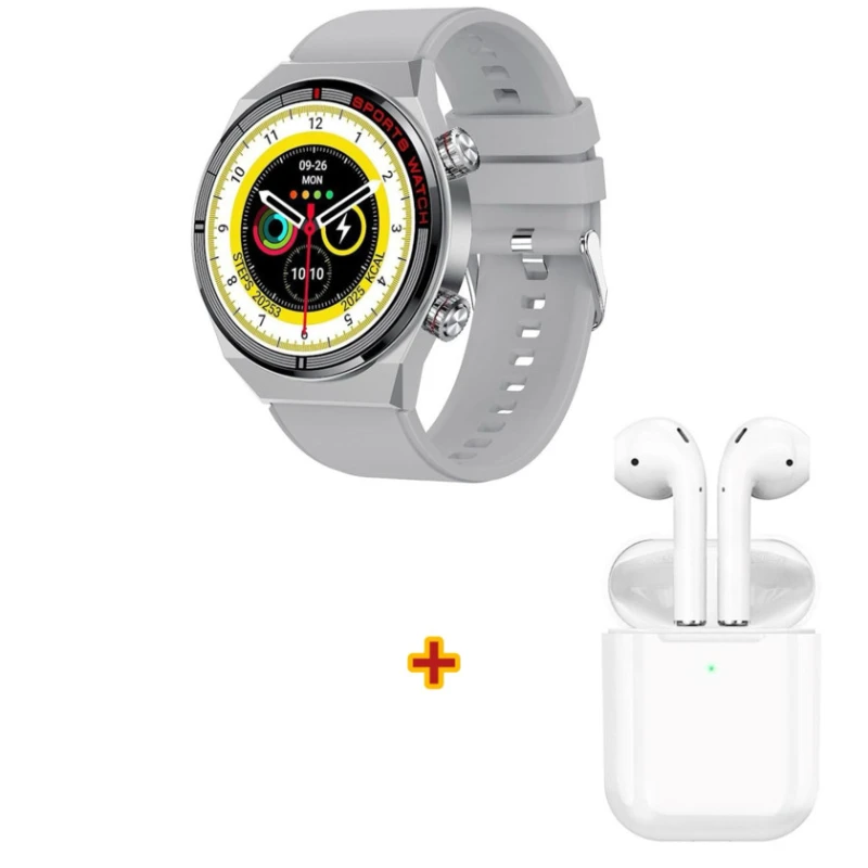 Смарт часы QW39 Silver Strapp + Беспроводные наушники Hoco EW74 В подарок Смарт часы QW39 Silver Strapp + Беспроводные наушники Hoco EW74 В подарок