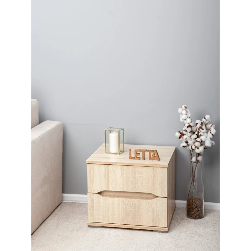 Прикроватная тумбочка Letta 50x43x45 см, ЛДСП, древесный Прикроватная тумбочка Letta 50x43x45 см, ЛДСП, древесный