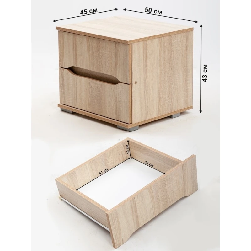 Прикроватная тумбочка Letta 50x43x45 см, ЛДСП, древесный Прикроватная тумбочка Letta 50x43x45 см, ЛДСП, древесный