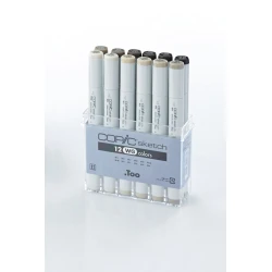 Набор маркеров Copic Sketch, Grau Set WG, оттенки теплого серого, 12 цветов