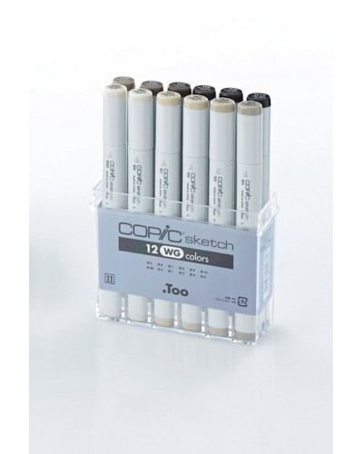 Marker dəsti Copic Sketch, Grau Set WG, isti boz çalarları, 12 rəng