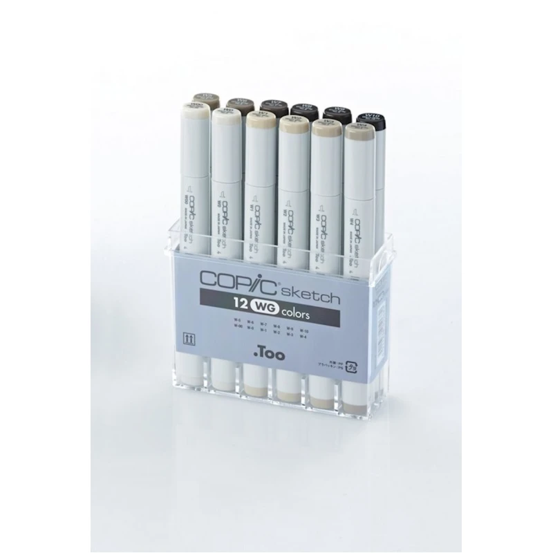 Marker dəsti Copic Sketch, Grau Set WG, isti boz çalarları, 12 rəng
