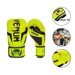 Перчатки для бокса Venum 4002, желтый/черный, размер 14