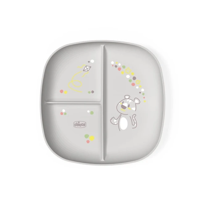 Тарелка для детей Chicco, серая, 12+ месяцев