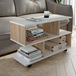 Журнальный стол 3563_M2JurStWheelWhson Белый/Сонома, ЛДСП, 55.3x35x90 см Журнальный стол 3563_M2JurStWheelWhson Белый/Сонома, ЛДСП, 55.3x35x90 см