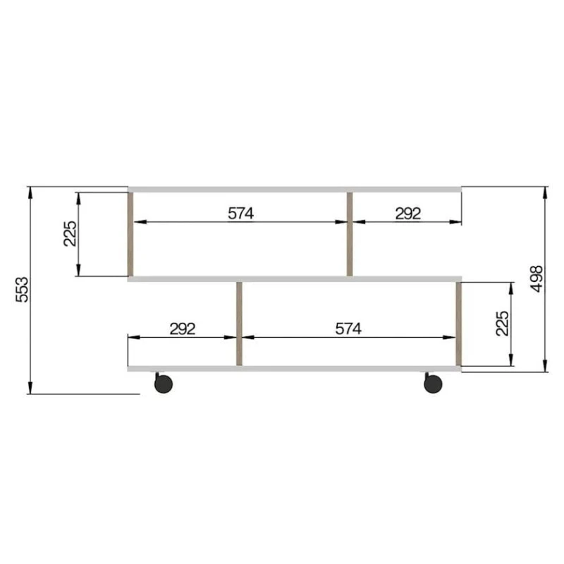 Журнальный стол 3563_M2JurStWheelWhson Белый/Сонома, ЛДСП, 55.3x35x90 см