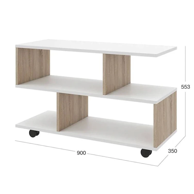 Журнальный стол 3563_M2JurStWheelWhson Белый/Сонома, ЛДСП, 55.3x35x90 см