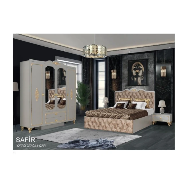 Спальный гарнитур Safir 4, серый, Ламинат