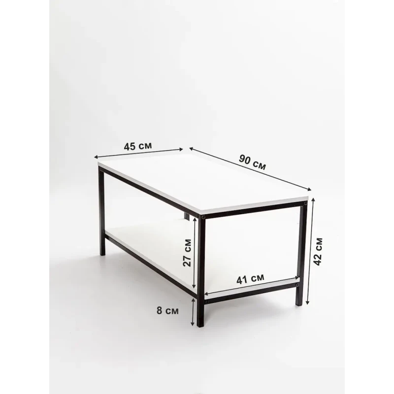 Журнальный стол 42x45x90 см, ЛДСП, белый Журнальный стол 42x45x90 см, ЛДСП, белый
