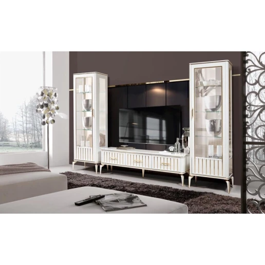 Буфет İstanbul, производство Беларусь, комплект 1+1+тв, белый, тумба под ТВ 1786x450x519 и 2 однодверных шкафа 676x446x2064 включены