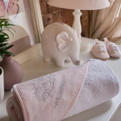 Детское банное полотенце Funnababy Princess, хлопок, розовое, 90x90 см