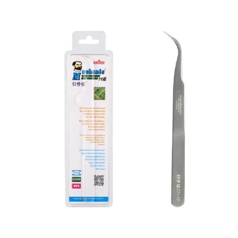 Пинцет Mechanic SMDST15, уровня M, для работы с платами смартфонов, сталь Пинцет Mechanic SMDST15, уровня M, для работы с платами смартфонов, сталь