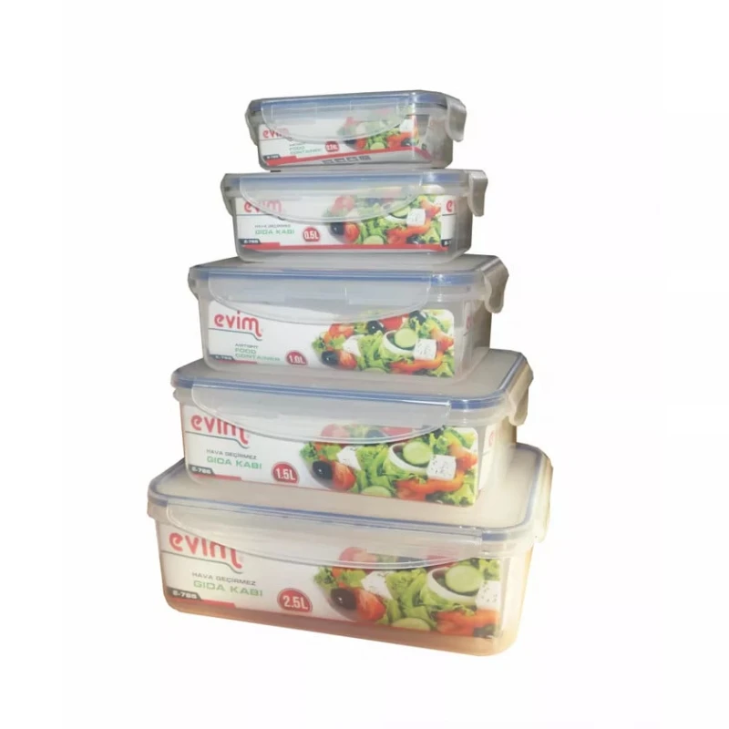 Konteyner dəsti Evim, plastik, şəffaf, 5 əd Konteyner dəsti Evim, plastik, şəffaf, 5 əd