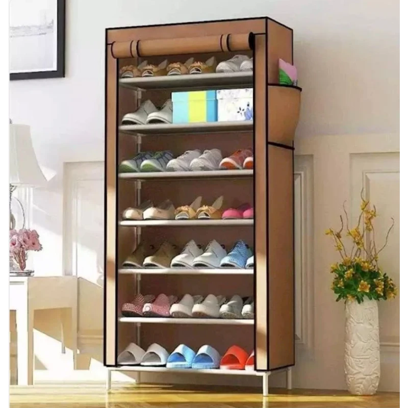 Стеллаж для обуви NH_SS7976, 60x30x125 см, ткань/металл, коричневый Стеллаж для обуви NH_SS7976, 60x30x125 см, ткань/металл, коричневый