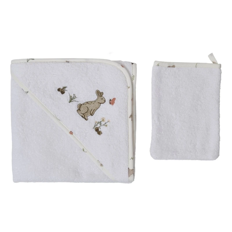 Детское банное полотенце Funnababy Grass, хлопок, белое/бежевое, 75х75 см Детское банное полотенце Funnababy Grass, хлопок, белое/бежевое, 75х75 см