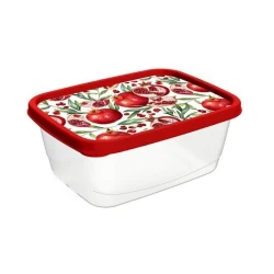 Контейнер Plast Team, 500 мл, с красной крышкой, прямоугольный, прозрачный