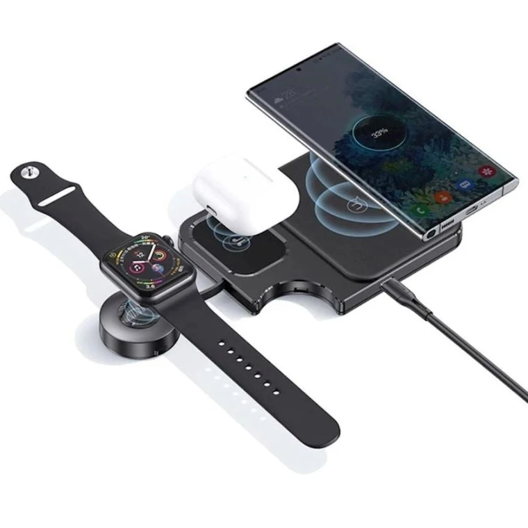 Беспроводное зарядное устройство USAMS US-CD190 3 in 1, Black Беспроводное зарядное устройство USAMS US-CD190 3 in 1, Black