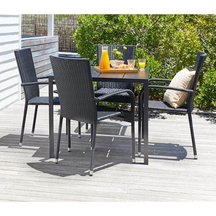 Садовый стул JYSK Gudhjem, полираттан, черный, 55x63x94 см Садовый стул JYSK Gudhjem, полираттан, черный, 55x63x94 см