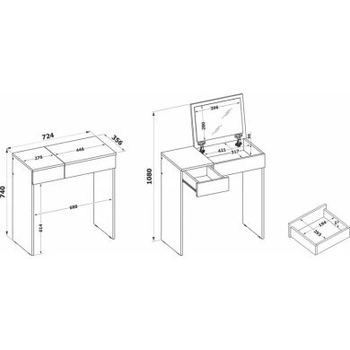 Туалетный столик Art Mebel 36, ламинат, 75x75x45 см, сонома
